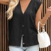 Womens V Neck Sweater Vest Casual Button Down Knit Vest Outerwear Sleeveless Trendy Cardigans