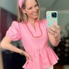 Womens Puff Sleeve Peplum Blouses Ruffle V Neck Summer Casual Tops Babydoll Loose Fit Shirts
