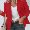 Womens Plus Size Casual Blazers Open Front Long Sleeve Work Office Suit Jackets Red