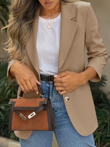 Womens Business Casual Blazers Long Sleeve Button Down Work Suit Jackets Lapel Collared Lightweight Blazer