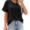 Womens Oversized Short Sleeve Tshirts Summer Casual Round Neck Tops Loose Fit Boxy Basic Tee Shirts