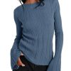 Womens Bell Long Sleeve Tops Going Out Knitted Pullover Sweater 2025 Fall Fashion Lightweight Winter Shirts