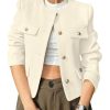 Womens Cropped Tweed Blazers Jacket Collarless Button Down Business Casual 2025 Fall Outfits Winter Coats