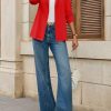 Womens Casual Knit Blazer Long Sleeve Open Front Blazers Stretchy Work Office Suit Jackets with Pockets