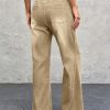 Womens Wide Leg Flare Jeans Casual Drawstring High Waist Vintage Denim Pants with Pockets