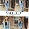 Women's Coat Casual Open Front Blazer Long Sleeve Stand Collar Solid Trench Business Work Office Jacket Outwear