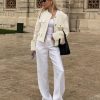 Womens Cropped Tweed Blazers Jacket Collarless Button Down Business Casual 2025 Fall Outfits Winter Coats