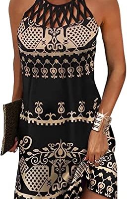 Summer Dresses for Women 2025 Casual Floral Halter Neck A-line Beach Vacation Sundresses with Pockets