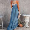 Womens Summer Cotton Strapless Elastic Smocked Boho Beach Casual Flowy Maxi Tube Dresses